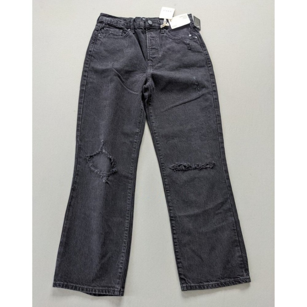 a.n.a Highest Rise Vintage Straight Size 4 Women Jean Distressed Black Denim NWT